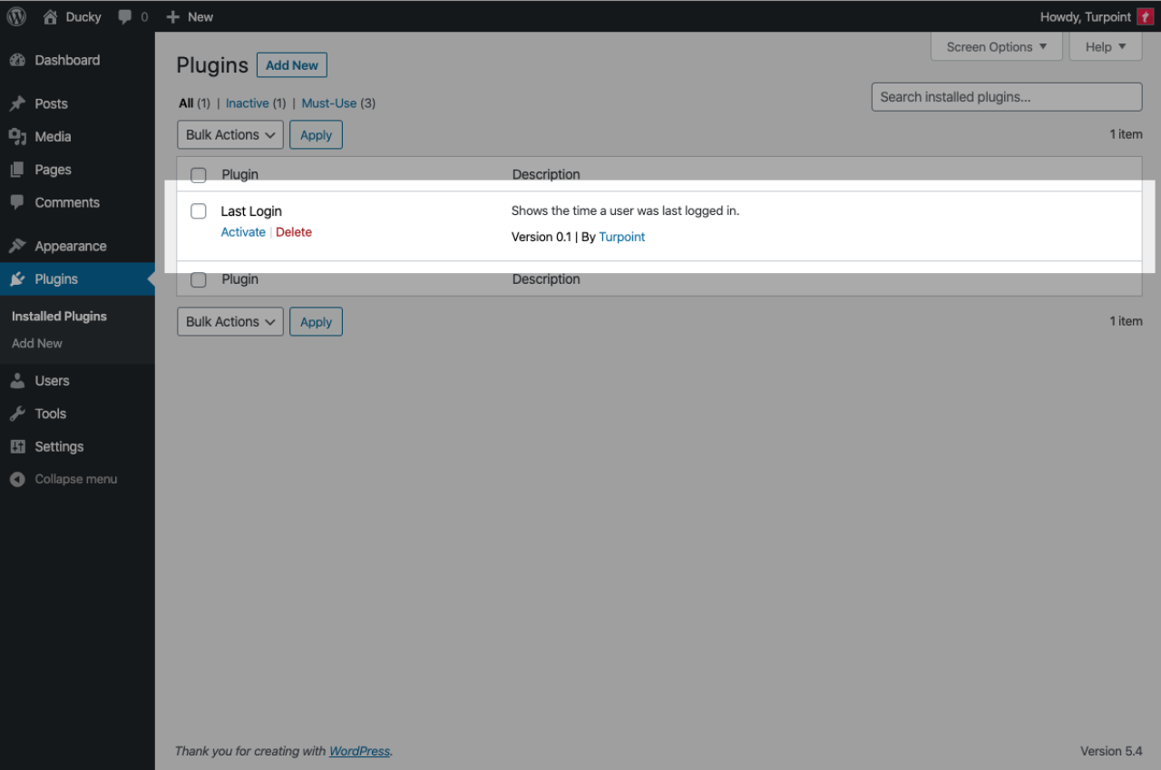 Screenshot van het plugins scherm in WordPress.