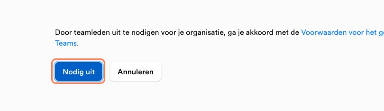 Screenshot van de knop Nodig uit in Mollie.